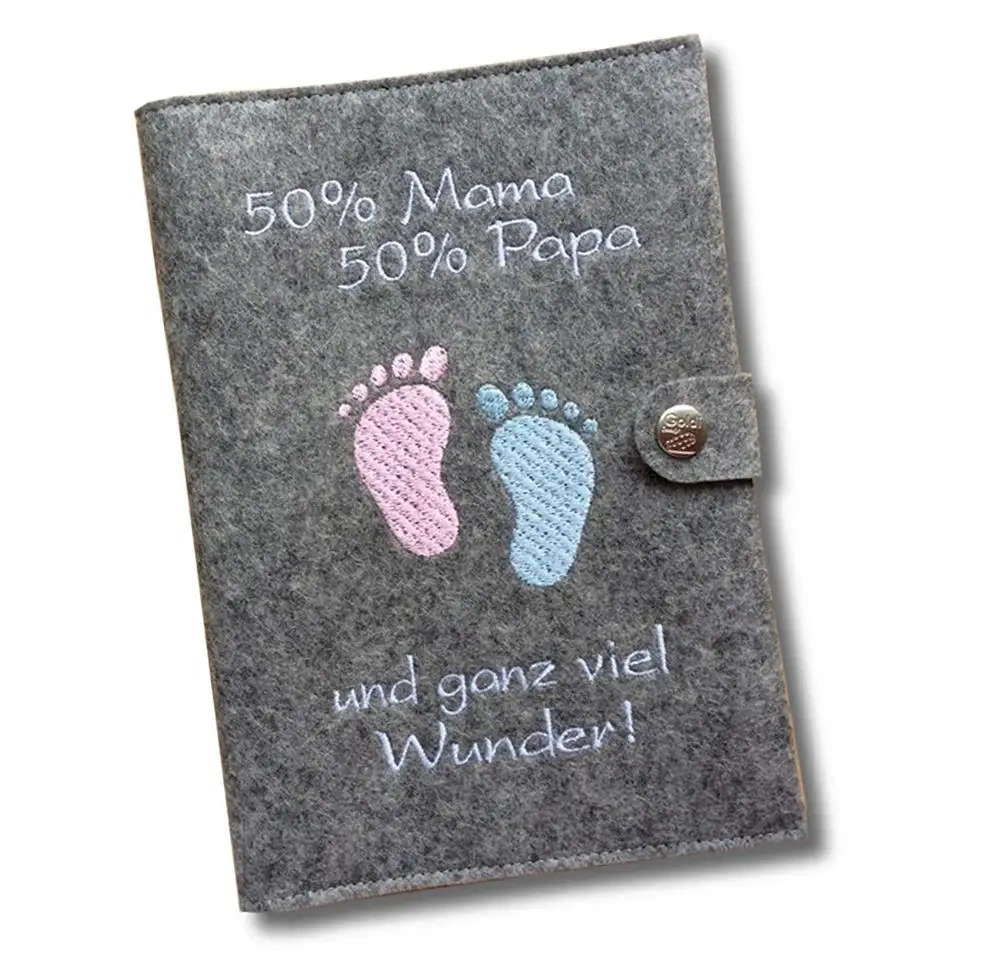 Custom Embroider Logo Footprint Felt Mutterpass Cover Bag