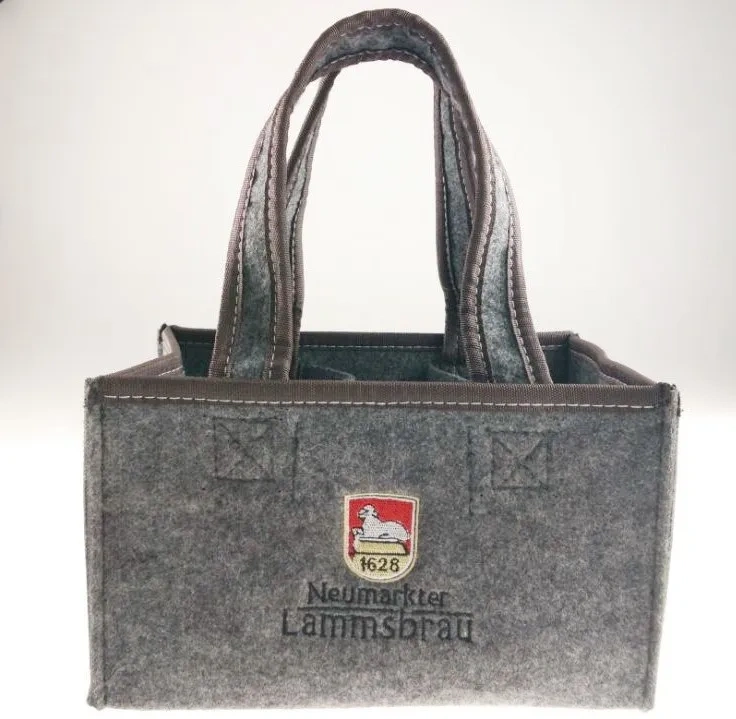 wholesale custom 24x16x16cm cooler can tote 6 carriers red wine bags non woven felt water beer bottle bags for Oktoberfest