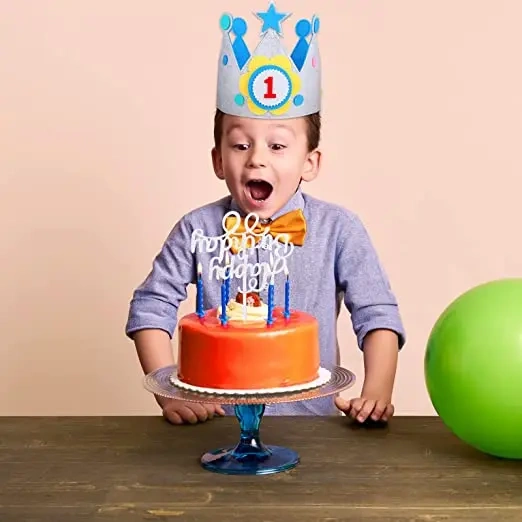 Decoração de aniversário de coroa de feltro fofa e reutilizável personalizada para bebês
