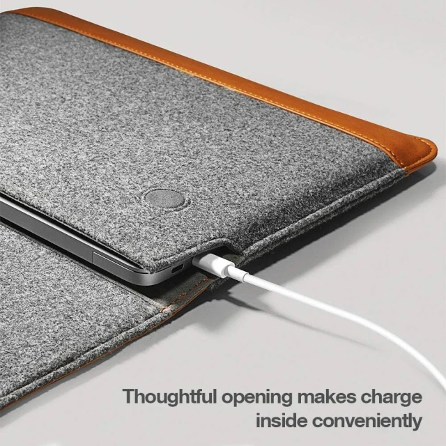 حقيبة كمبيوتر محمول مخصصة للرجال والنساء مصنوعة من جلد البولي يوريثان الناعم باللون الرمادي مع قفل مغناطيسي لحماية الكمبيوتر