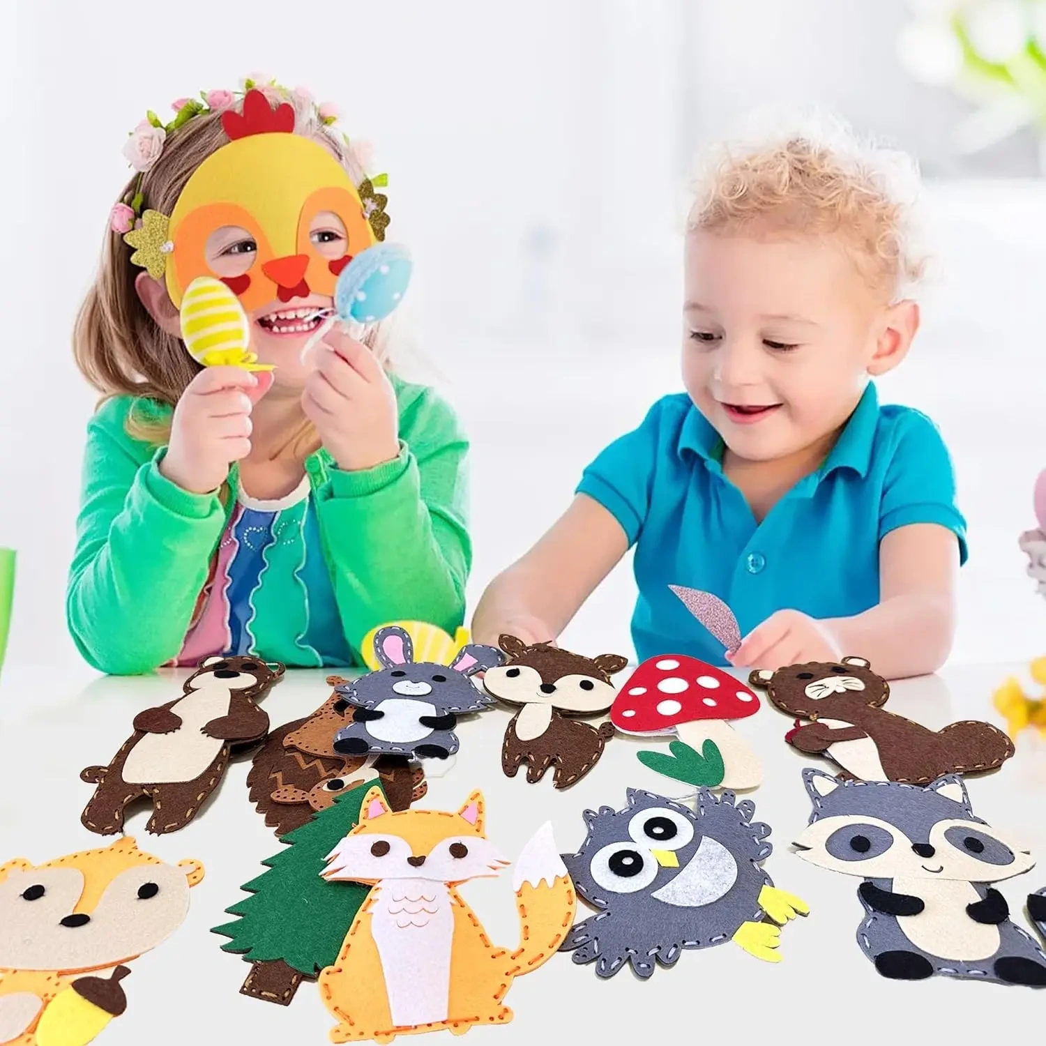 Kids Fun DIY Craft Toy Felt Hand Puppets Decorating Kit