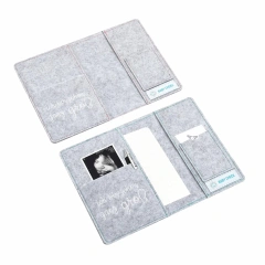 Custom Elephant Grey Felt Maternity Log Mutterpass Cover Bag with String