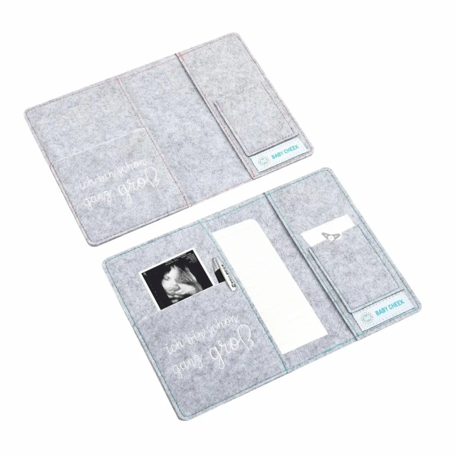 Custom Elephant Grey Felt Maternity Log Mutterpass Cover Bag with String