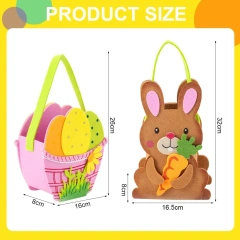 BSCI faible MOQ en gros décoration de Pâques nouveautés de fête paniers de chasse aux œufs de poussin feutre lapin de Pâques bonbons sacs-cadeaux pour enfants