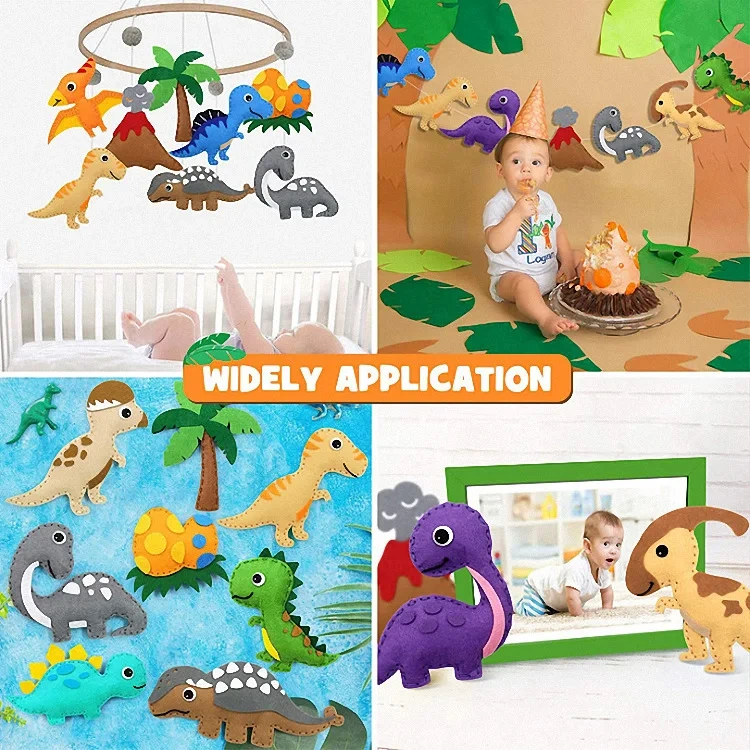 Kids Fun Education Craft DIY Dinosaur Century Felt Sew Kit