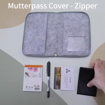 Bolsa de feltro de elefante bordado personalizado para registro de maternidade com cordão elástico e contas de coração