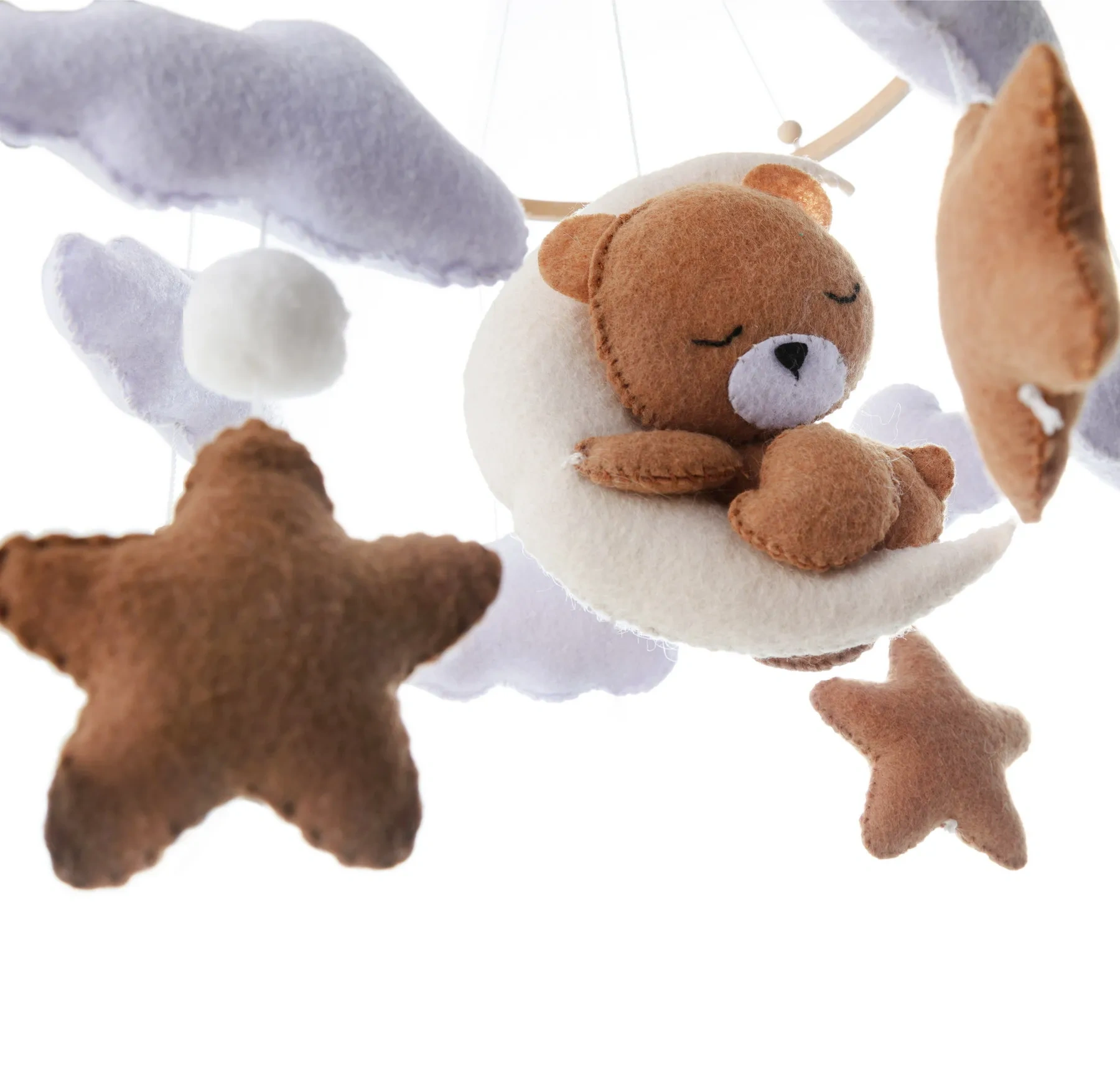 Nursery Animal Bear Moon Cloud Star Felt Crib Baby Mobile