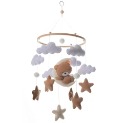 Móvil de fieltro para cuna de bebé con forma de oso, luna, nube y estrella