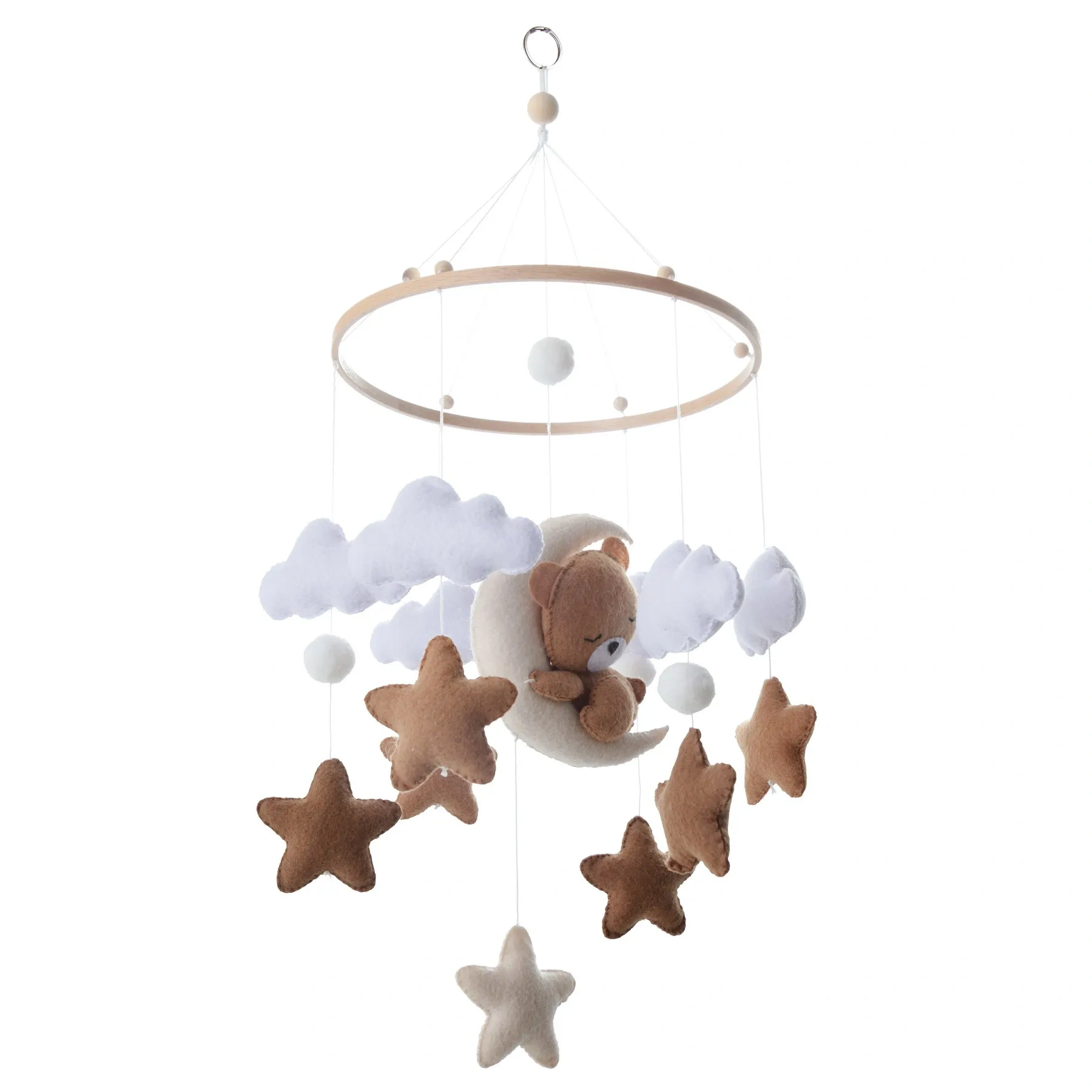 Nursery Animal Bear Moon Cloud Star Felt Crib Baby Mobile