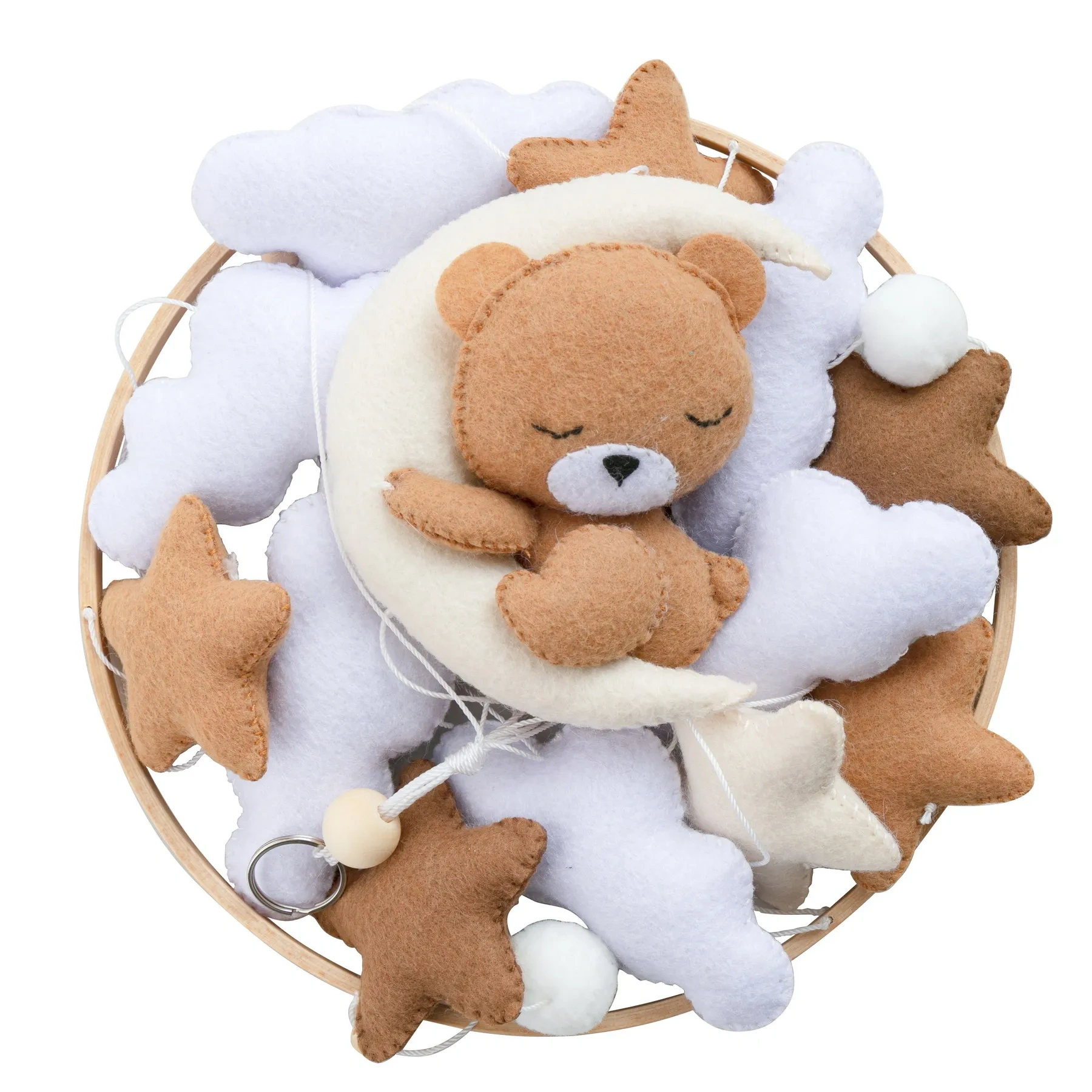 Nursery Animal Bear Moon Cloud Star Felt Crib Baby Mobile