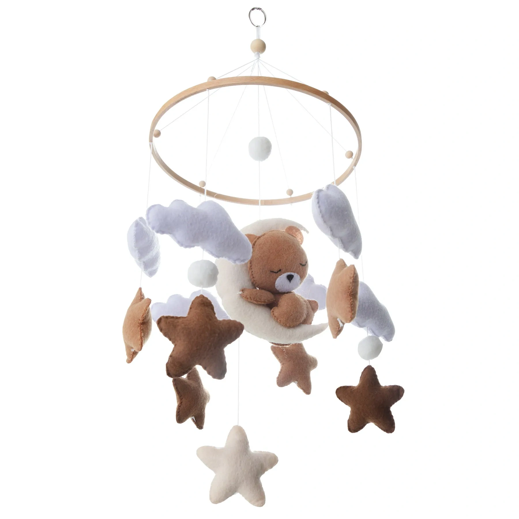 Nursery Animal Bear Moon Cloud Star Felt Crib Baby Mobile