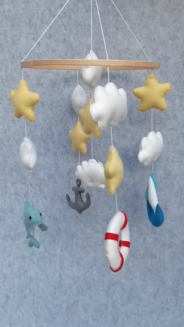 Móvil de fieltro para cuna de bebé con forma de ancla de velero ProgiftSpace