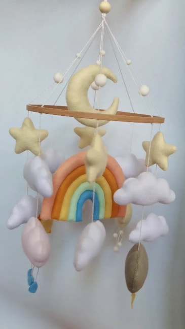 Weather Sun Rain Cloud Lightning Rainbow Felt Baby Mobile