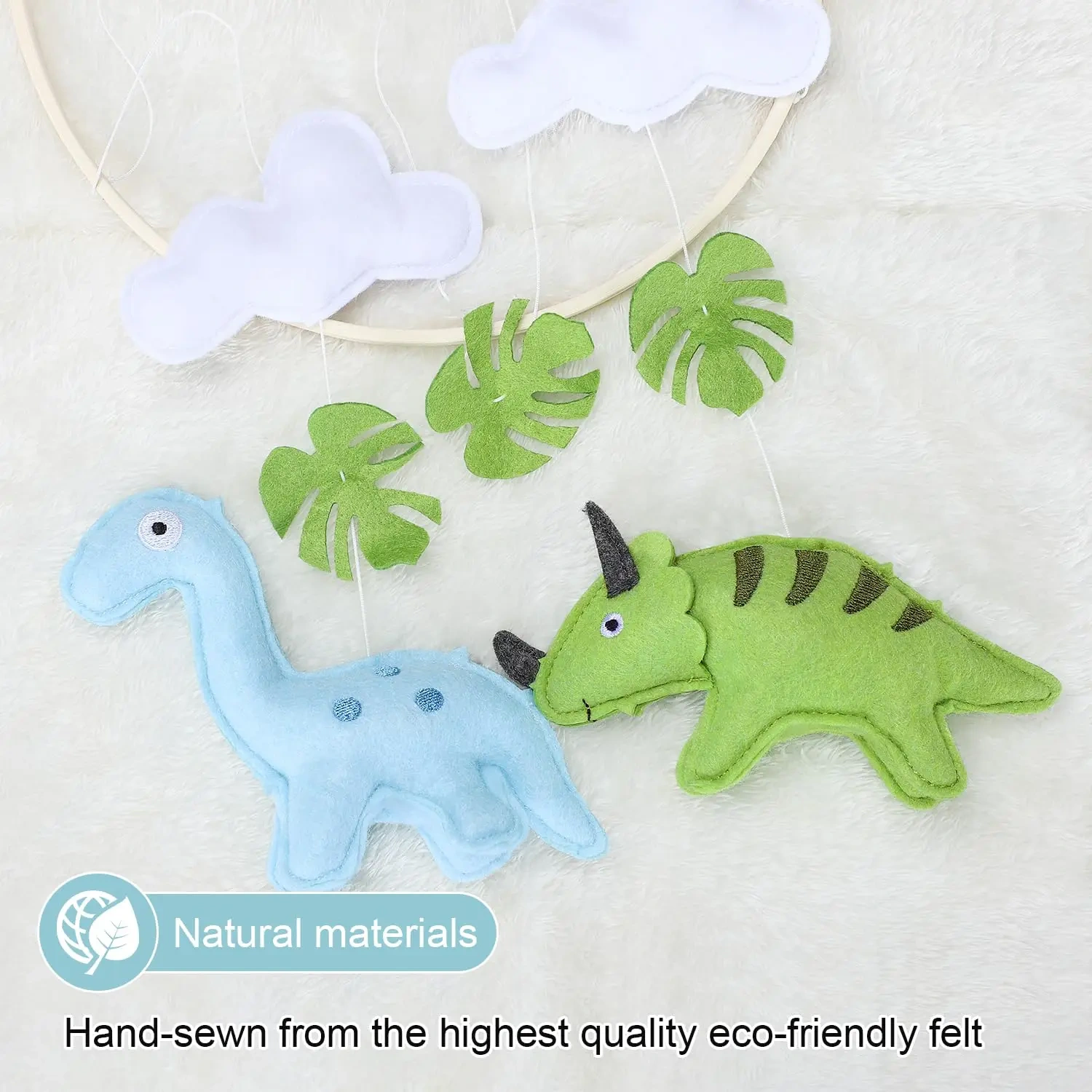 Handmade Dinosaur Cloud Leaf Mountain Felt Baby Crib Mobile