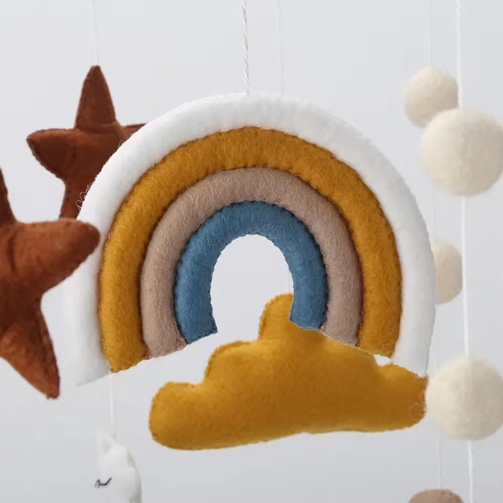 Alpaca Llama Cactus Rainbow Nursery Felt Crib Baby Mobile