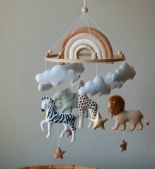 Progift Safari Wild Animals Nursery Felt Crib Baby Mobile