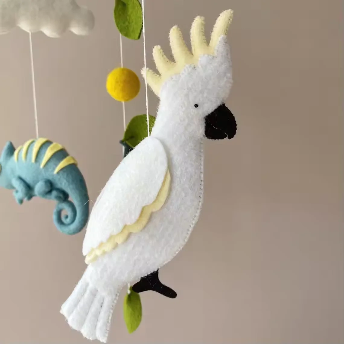 Toucan Parrot Butterfly Nursery Lizard Sloth Felt Baby Mobile