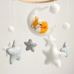Progift Space Fox Cloud Star Nursery Felt Crib Baby Mobile