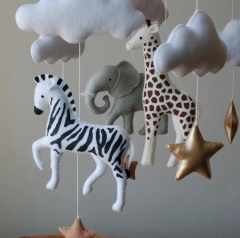 Progift Safari Wild Animals Nursery Felt Crib Baby Mobile