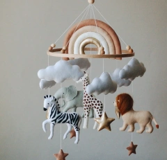 Progift Safari Wild Animals Nursery Felt Crib Baby Mobile