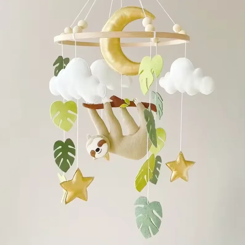 Handmade Stuffing Sloth Babi Nursery Felt Crib Baby Mobile
