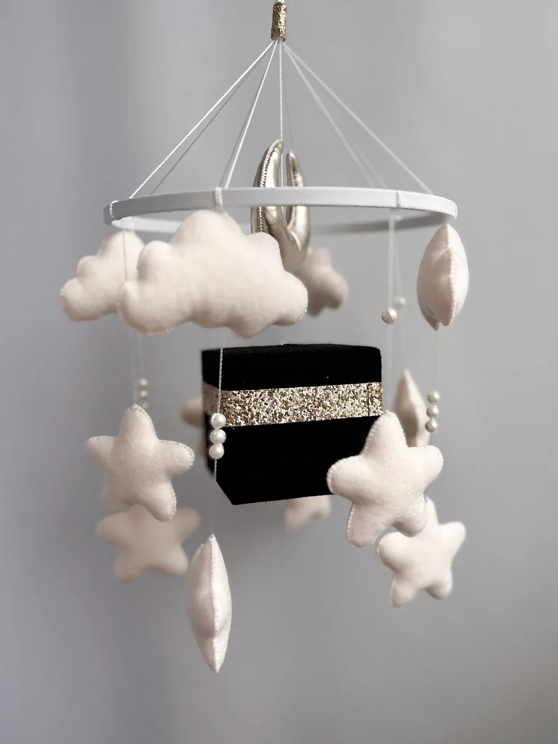 Islamic Muslim Quran Mecca Kaaba Cube Blue Felt Baby Mobiles
