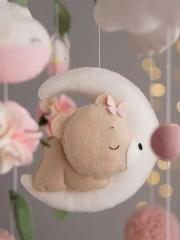 دمية دب وقمر وطائر وزهرة وسحابة وكرة للأطفال مصنوعة من اللباد