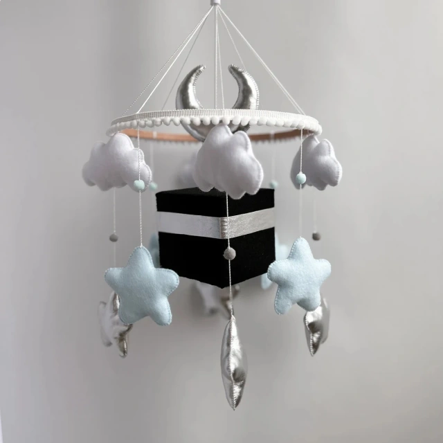 Islamic Muslim Quran Mecca Kaaba Cube Blue Felt Baby Mobiles