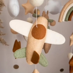Bear Air Balloon Plane Rainbow Nursery Felt Crib Baby Mobile