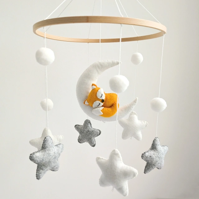 Progift Space Fox Cloud Star Nursery Felt Crib Baby Mobile