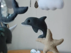 Móbile de berço de feltro Sea Rainbow Sea Star Baleia Golfinho