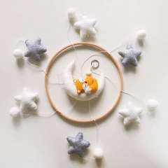Progift Space Fox Cloud Star Nursery Felt Crib Baby Mobile
