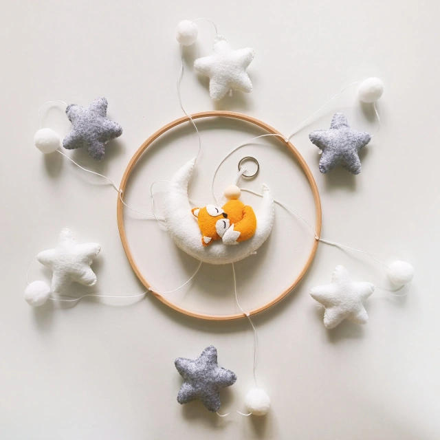 Progift Space Fox Cloud Star Nursery Felt Crib Baby Mobile