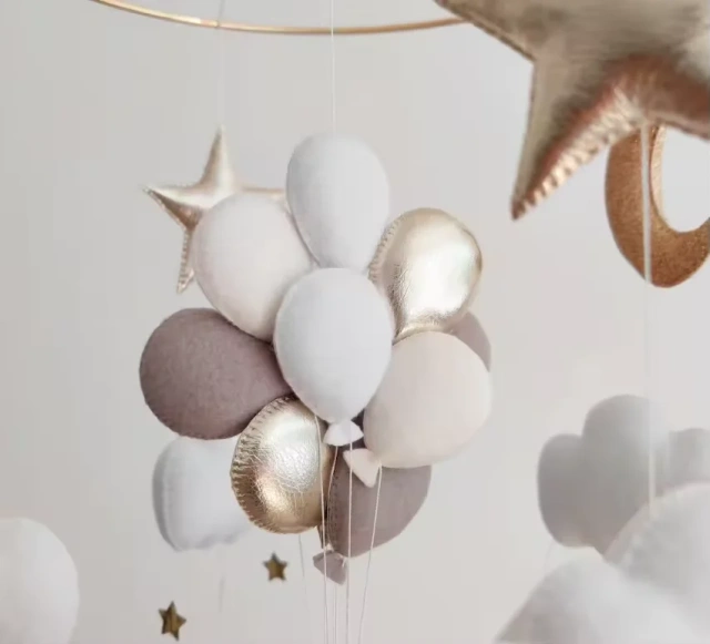 Handmade Air Balloon Whale Nursery Felt Crib Baby Mobile Toy