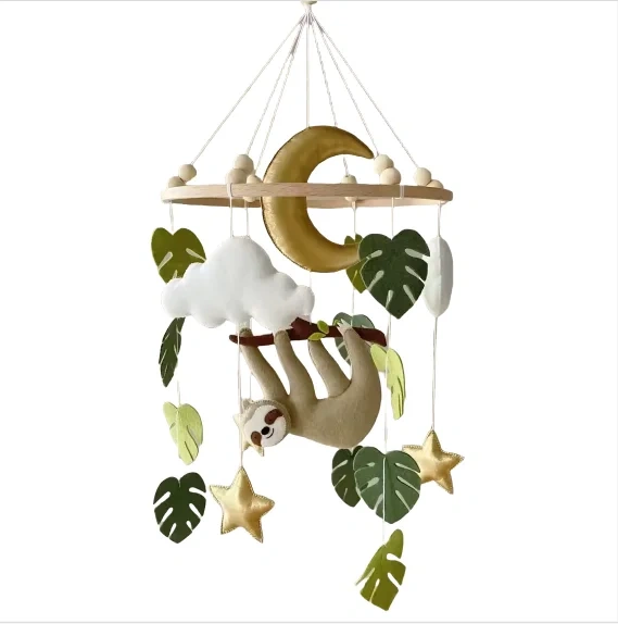 Handmade Stuffing Sloth Babi Nursery Felt Crib Baby Mobile