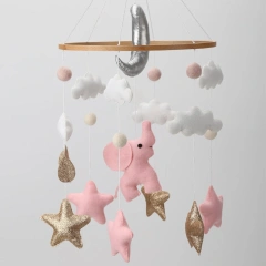 Elephant  Moon Star Cloud Rain Nursery Felt Crib Baby Mobile