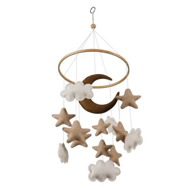 حشو رخيص على شكل قمر وسحابة ونجمة وسرير أطفال متحرك مصنوع من اللباد