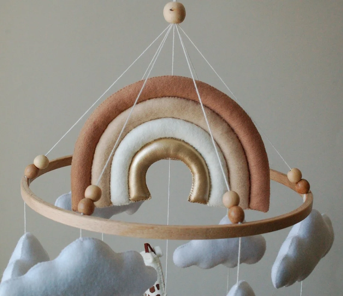 Progift Safari Wild Animals Nursery Felt Crib Baby Mobile