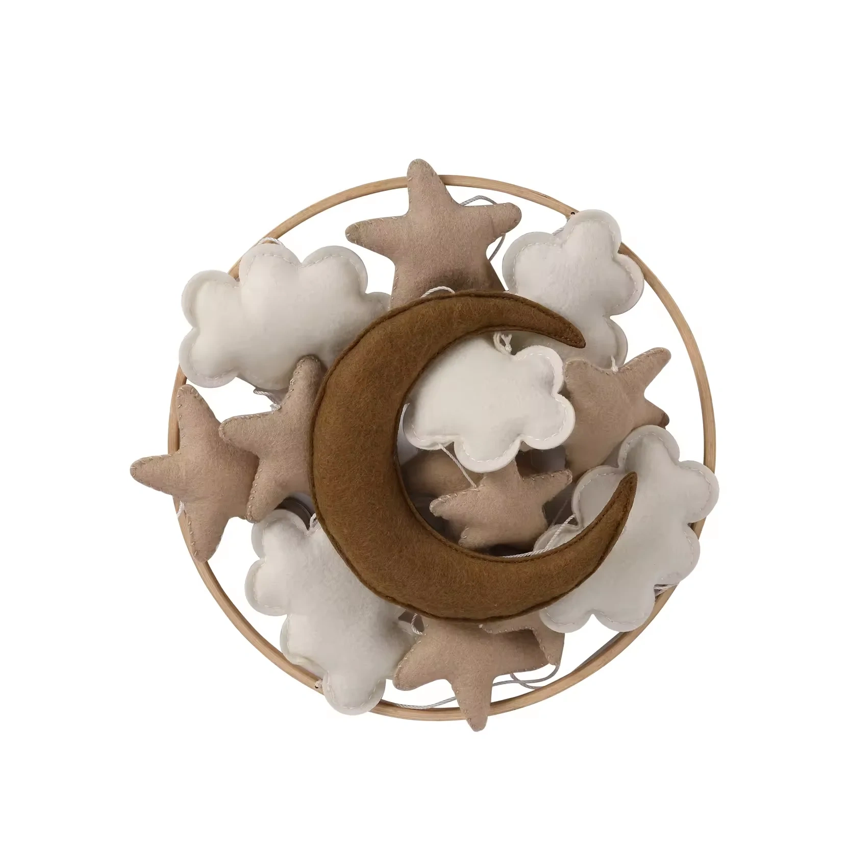 Cheap Stuffing Moon Cloud Star Nursery Felt Baby Crib Mobile