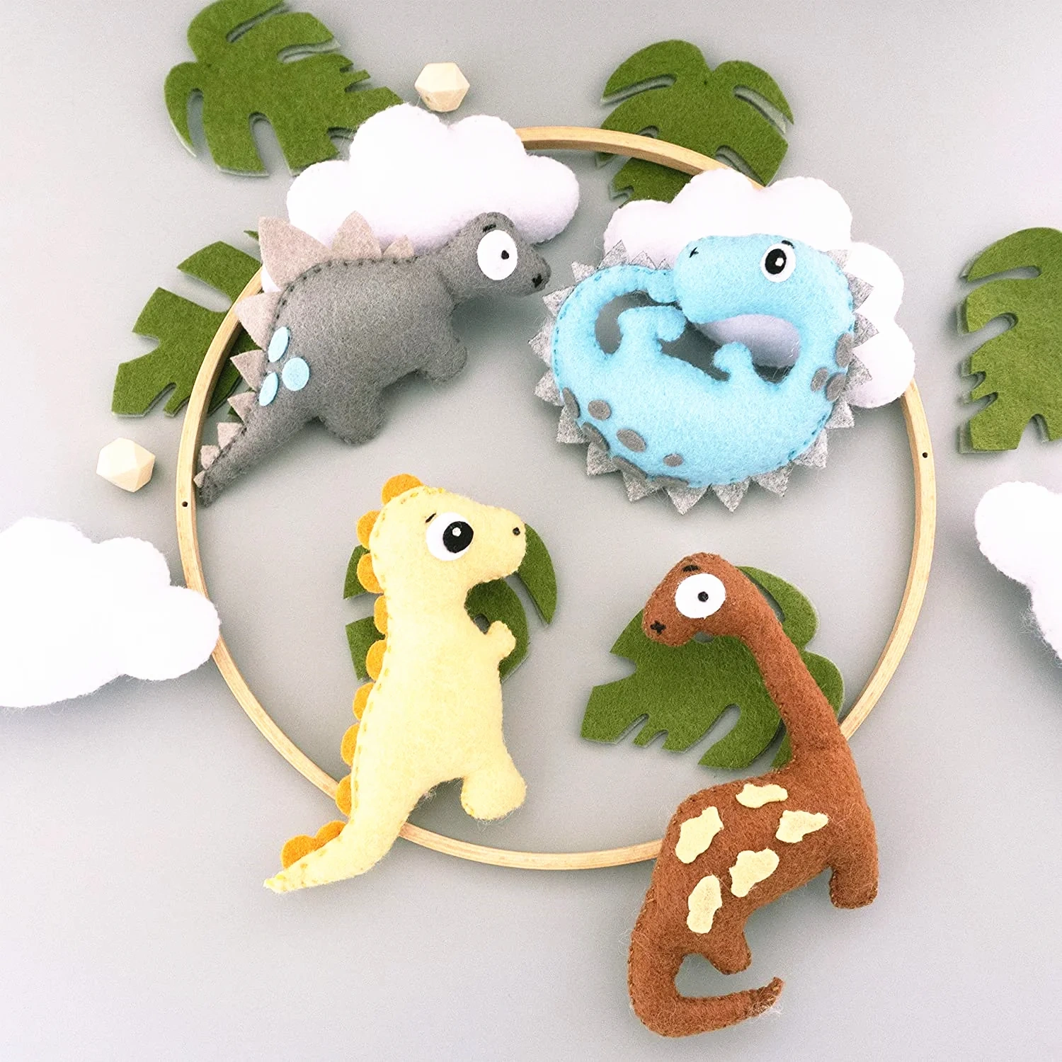 Stuffed Dragon Dinosaur World Nursery Felt Crib Baby Mobile