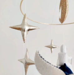 Astronaut Whale Galaxy Space Nursery Felt Crib Baby Mobile