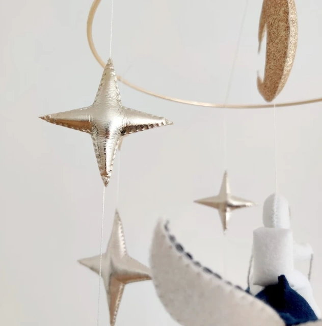 Astronaut Whale Galaxy Space Nursery Felt Crib Baby Mobile