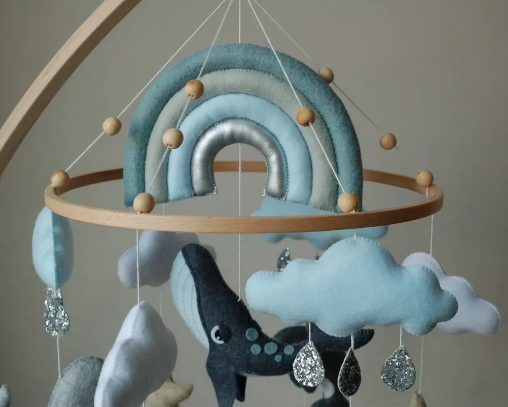 Sea Rainbow Sea Star Whale Dolphin Felt Baby Crib Mobile