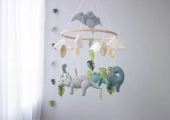 Handmade Dinosaur World Nursery Felt Crib Baby Mobile Decor