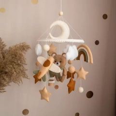 Bear Air Balloon Plane Rainbow Nursery Felt Crib Baby Mobile