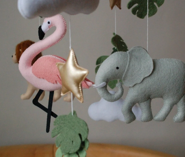 Safari Animals Flamingo Nursery Felt Crib Baby Mobile Toy