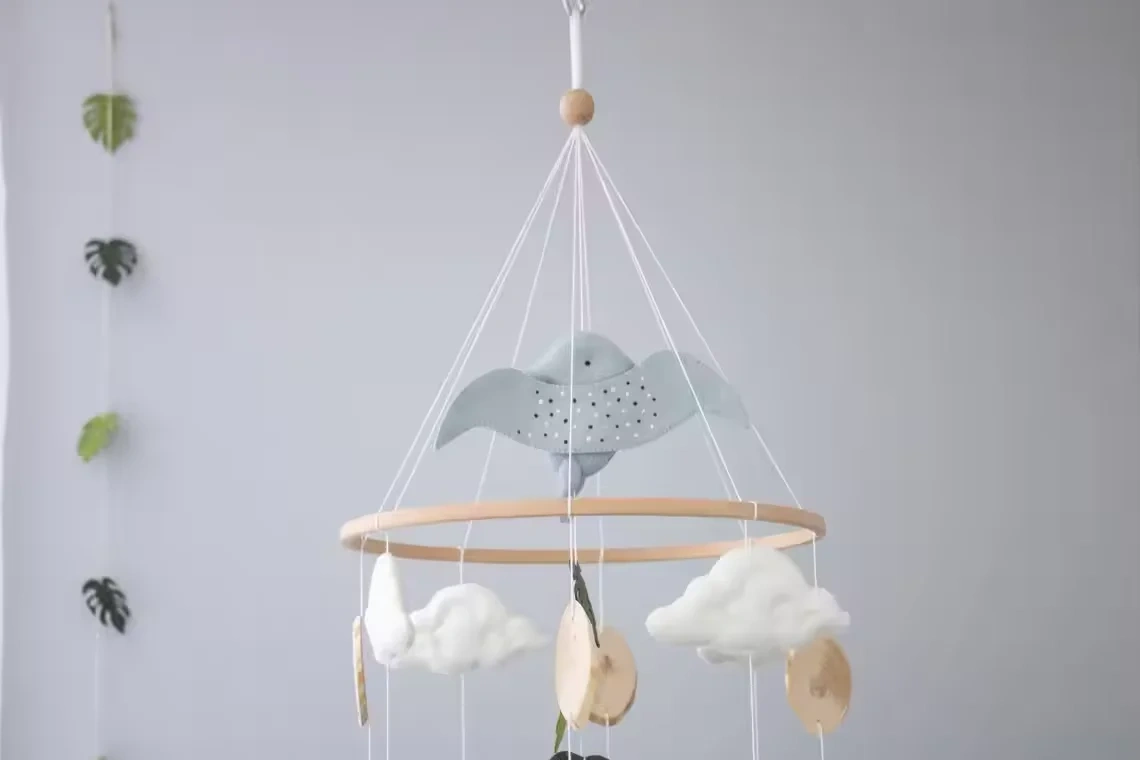 Handmade Dinosaur World Nursery Felt Crib Baby Mobile Decor