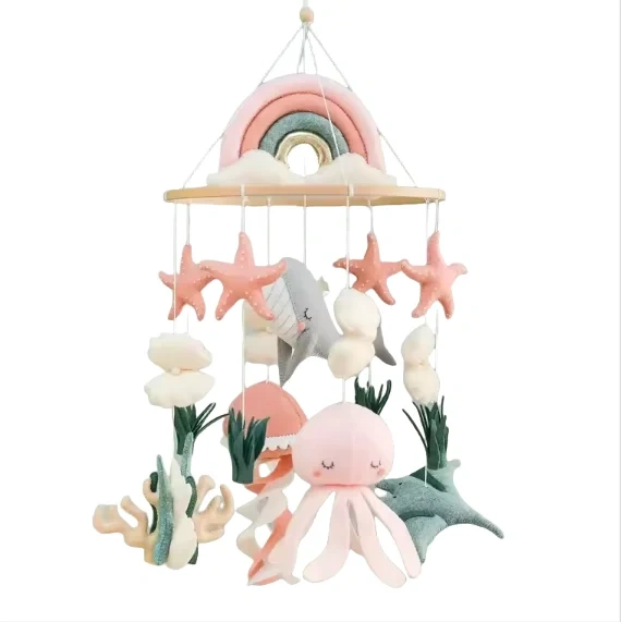 Sea Star Shell Manta Rays Octopus Jellyfish Felt Baby Mobile