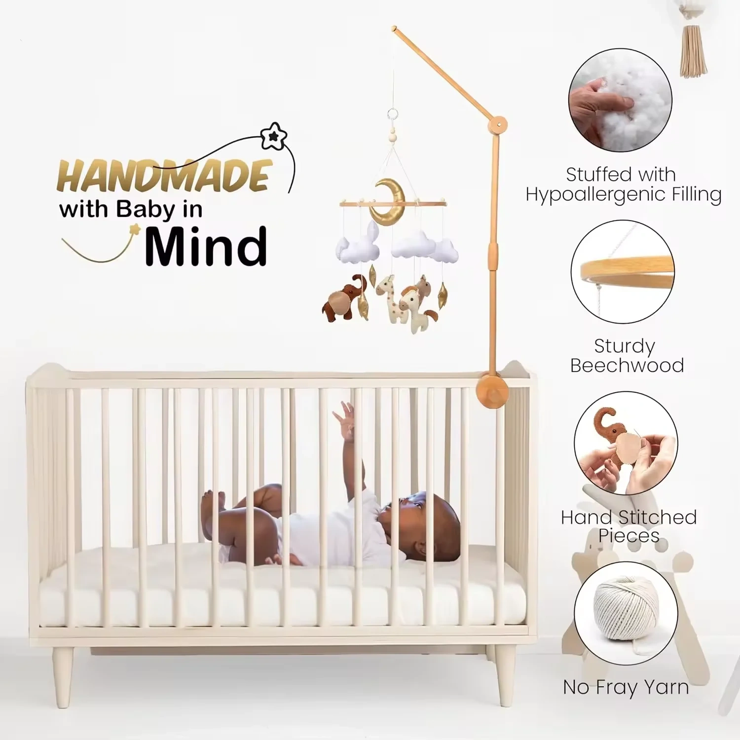 Safari Animal  Horse Hippo Nursery Felt Crib Baby Mobile