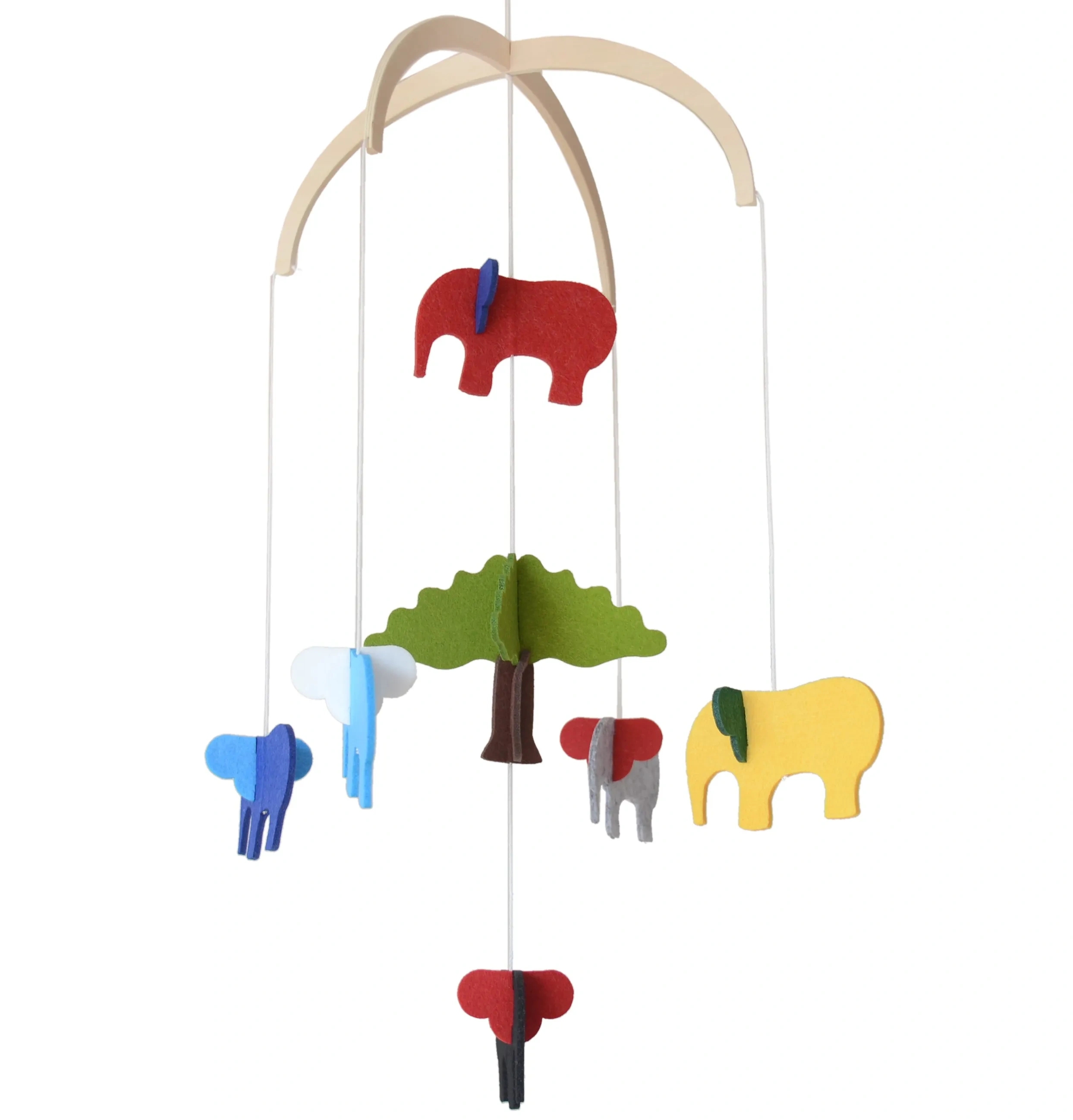 Cute Colorful Elephants Tree Nursery Felt Crib Baby Mobile